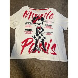Disneyland Paris Minnie Mouse Graphic T Shirt XL White Red Bow Paris Collection